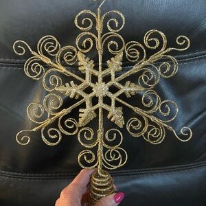 Gold Glitter Snowflake Tree Topper